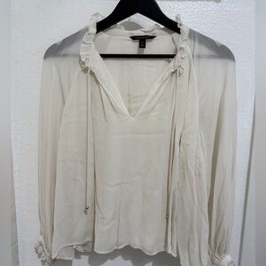 Banana Republic Cream Blouse with Ruffle Details